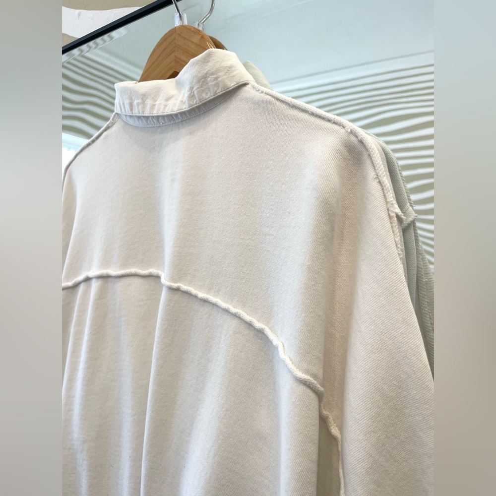 Free People oversized white cotton button down sweater high low free size - Picture 6 of 9